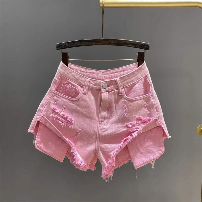 Hot Girl Wide Leg Denim Shorts Women's New Style Worn and Slimming A-line Fashion