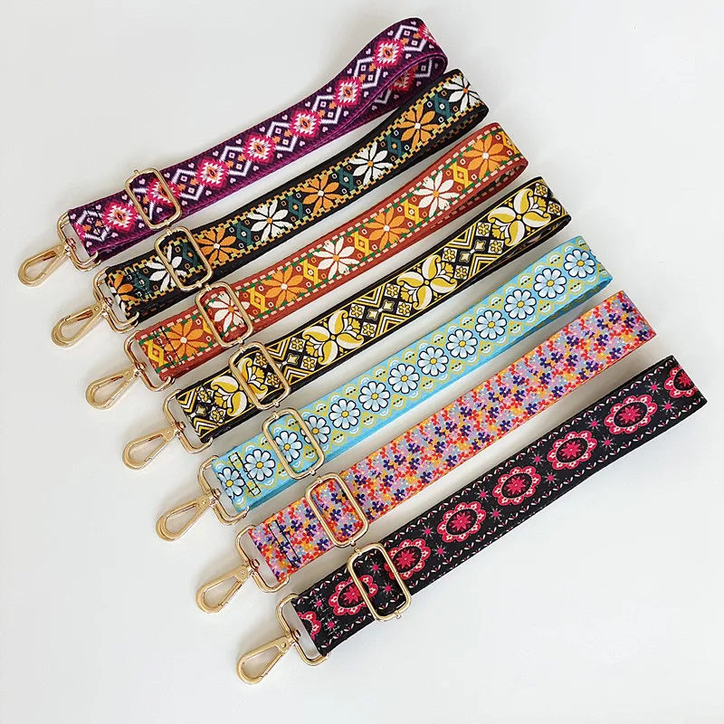 

Аксессуары для сумок в этническом стиле, лямки с цветным принтом, широкий плечевой ремень для багажа, косой размер на одно плечо, удлиненный ремень для сумки