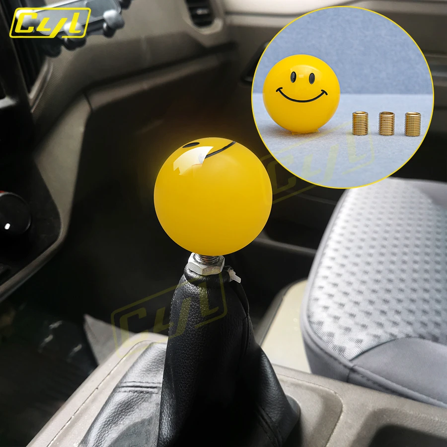 JDM Car Accessories Smile Face Gear Shift Knob Universal Round Ball Shape Racing Shifter Knob