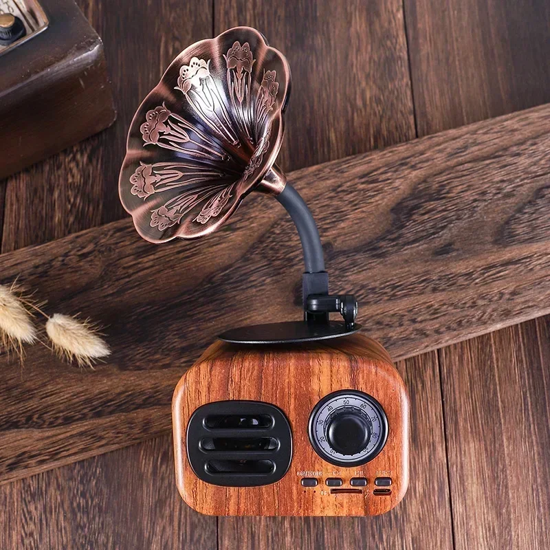 

Bluetooth Speaker Retro Wood Portable Box WirelessSound System TF FM Mini speaker Outdoor for Music MP3 Subwoofer Radio