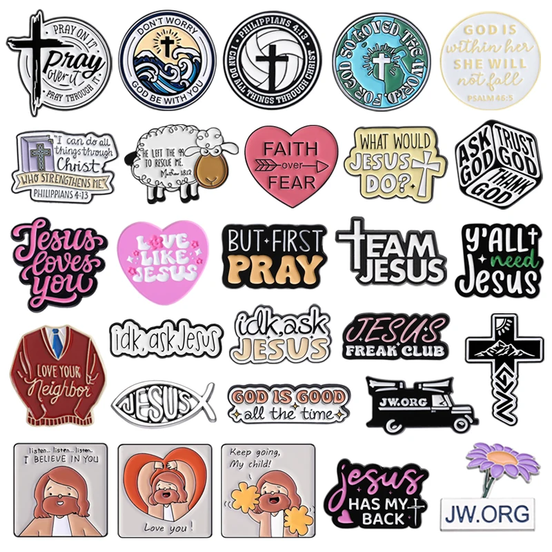 Holy Jesus Christianity Collection Enamel Pins Bible Verses Religious Beliefs Cross Brooch Lapel Badge Jewelry Gifts for Friends