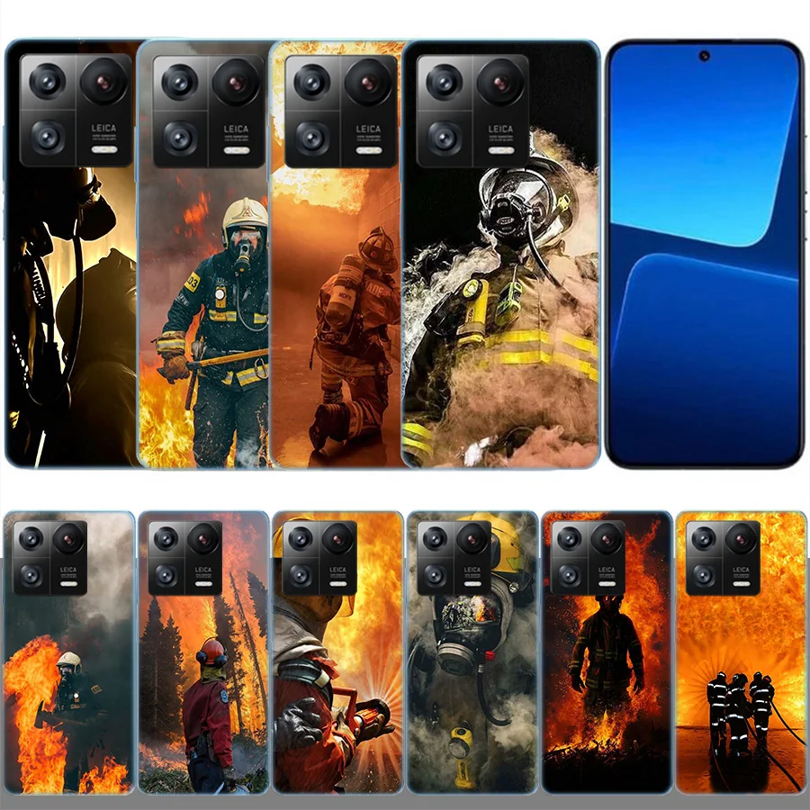 Firefighter Heroes Fireman Clear Luxury For Xiaomi Poco X5 X6 Pro X4 F4 GT X3 F6 F5 F3 F2 F1 M5 M4 M3 Mi Note 10 CC9 Pro Phone