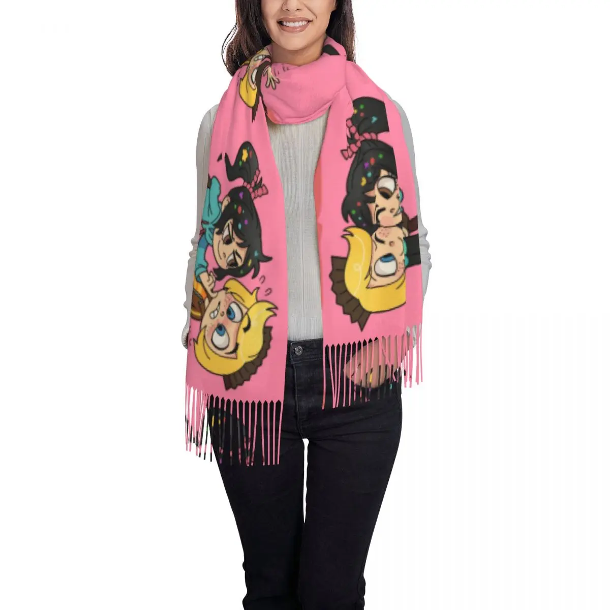 Custom Printed Kwai Xiu And Yunilop Scarf Men Women Winter Fall Warm Scarves Wreck-It Ralph Shawl Wrap