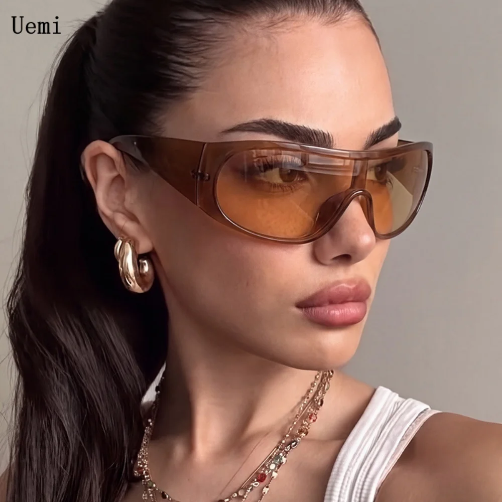 New Fashionable Y2K One-piece Luxury Sunglasses For Women Men Shades UV400 Sun Glasses