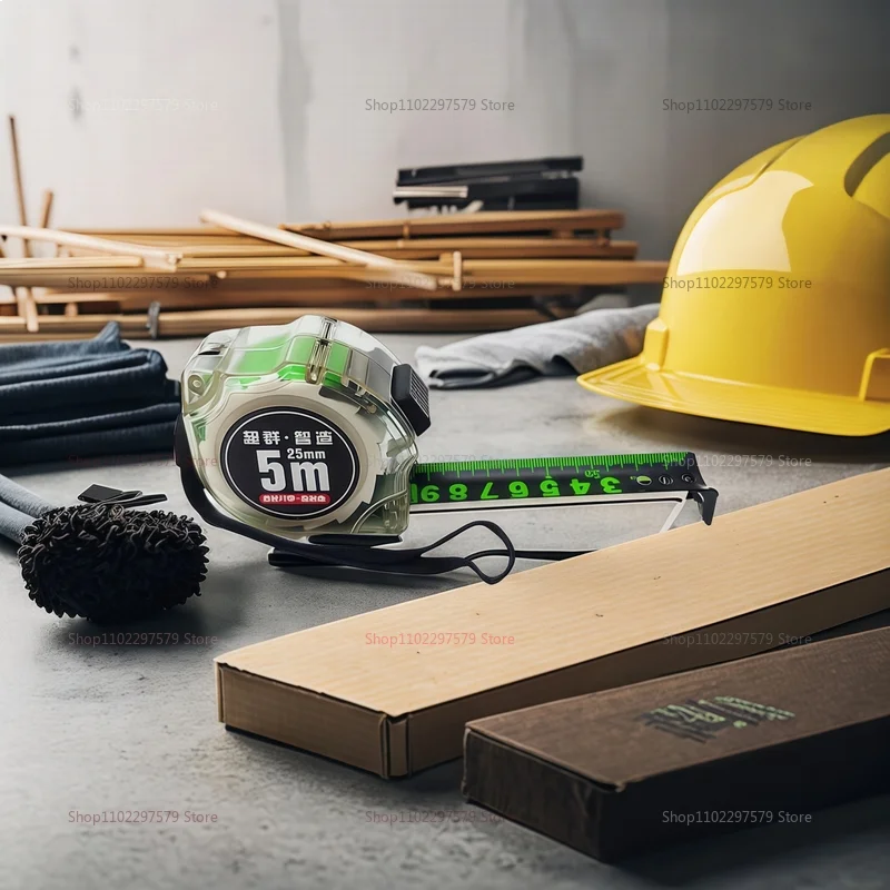 الذاتي قفل الفلورسنت الصلب شريط القياس عالية الدقة الليزر النافثة للحبر رمز صندوق حاكم واسعة اتسعت متر للبناء