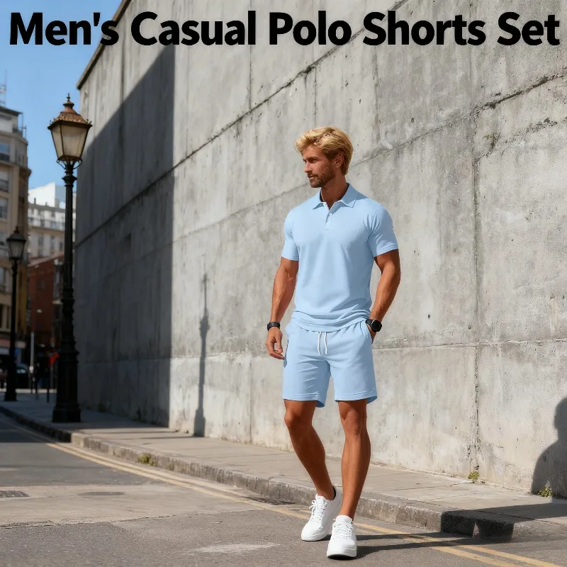 

2026 Men's Summer Casual Sporty Slim-Fit Short Sleeve and Shorts Set