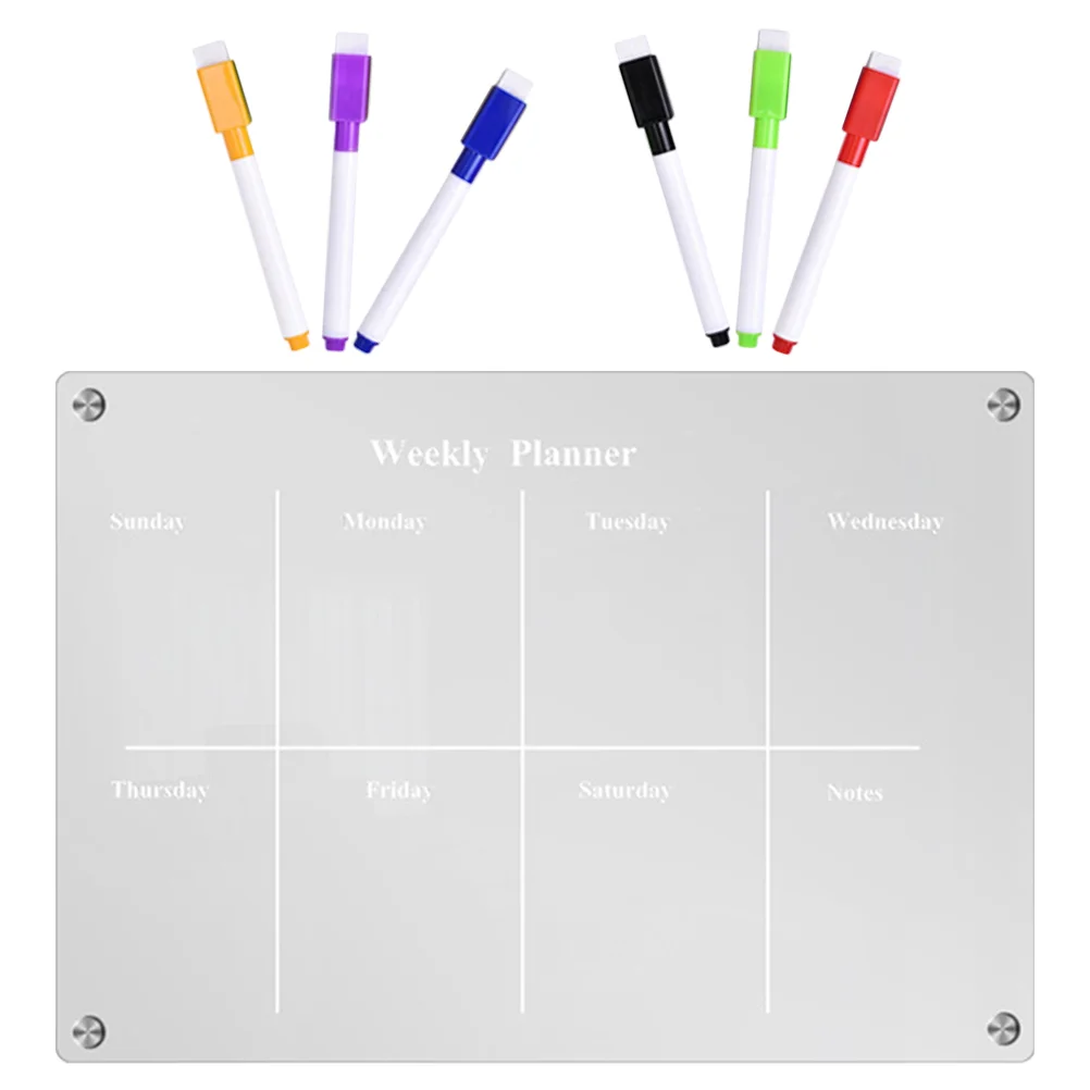 Magnetic Transparent Whiteboard Memo Kitchen Writing Message Set Acrylic Dry Erase List Planning for Fridge