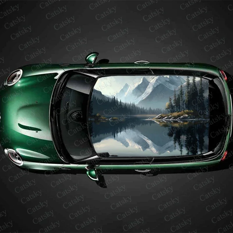 

Красивая горная и Озерная фотопленка аксессуары для гоночных кроссоверов упаковка окрашенная ПВХ пользовательская Автомобильная графическая наклейка