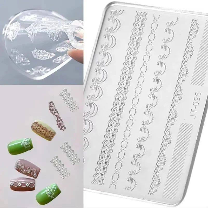 

Lace Butterfly Rose Flowers Love Heart Bowknot Moon Stars Shell Snowflakes Charms Nails Art Silicone Carving Mold Mould Template