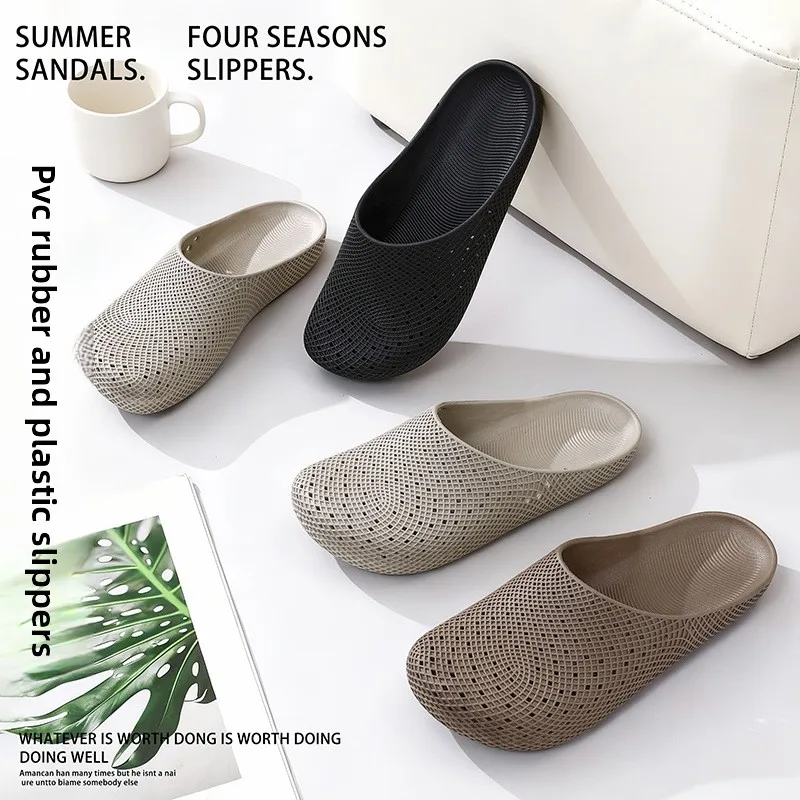 Men's Summer Breathable Clogs, Anti-Slip Outdoor Slip-On Sandals, Half-Cover Casual Work Shoes with Holes image 2