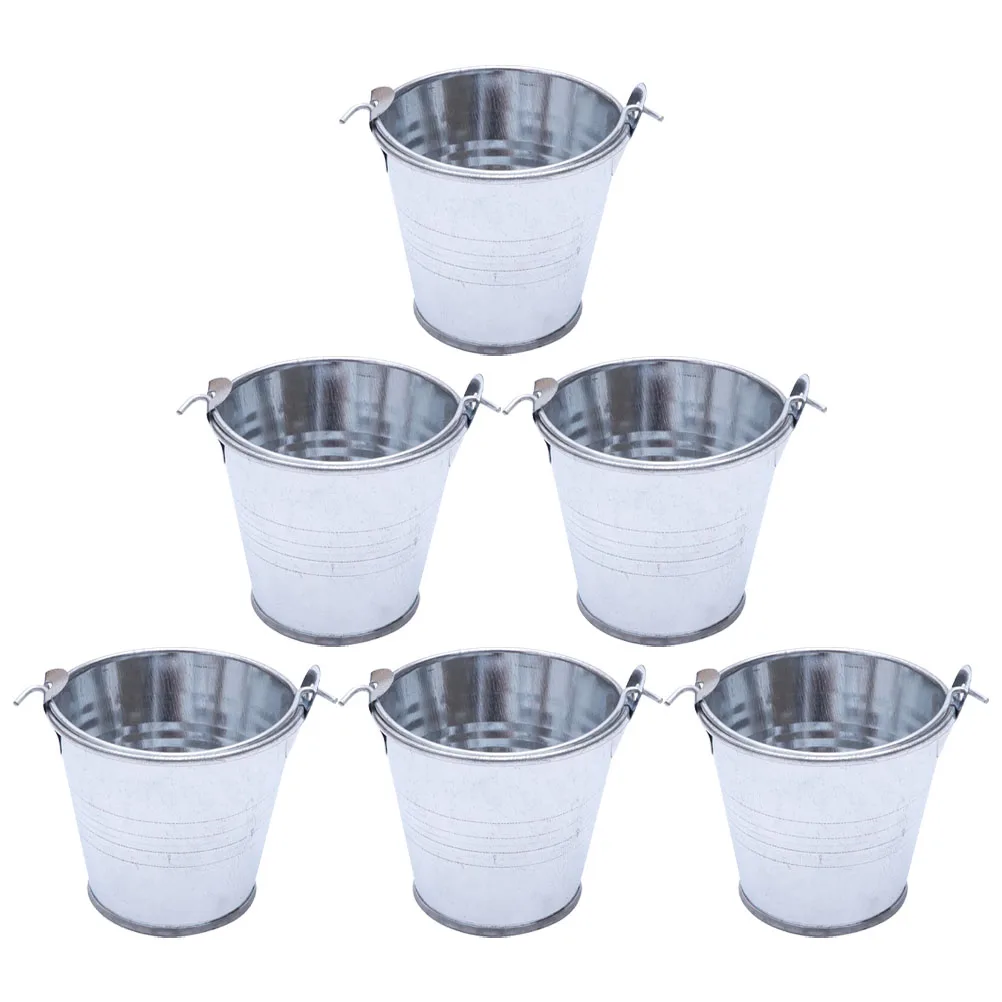 

6pcs Mini Bucket Toys Kids Iron Flower Pot Small Storage Snack Set Office Gardening Planting Reusable Practical Mini Bucket Toy