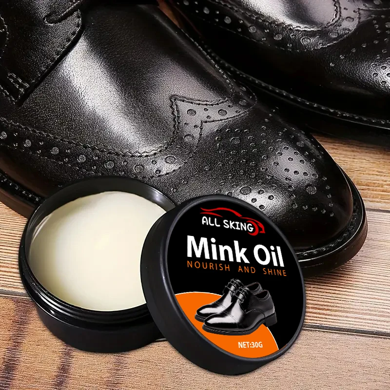 Leather Shoe Care Essential-Sheep Mink Oil Cream Colorless & Universal,Nourishing Glazing for Genuine Leather 2-in-1 Polishing