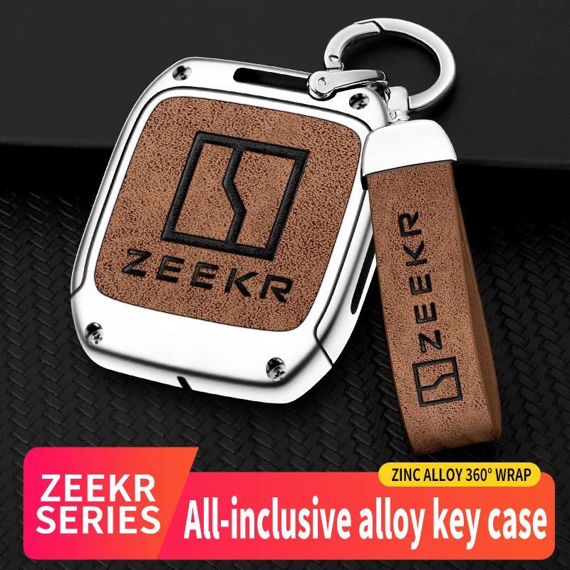 New Upgrade Zinc Alloy Leather Car Remote Control Key Case Cover for ZEEKR 001 Keychain Auto Interior Accessories Car-Styling