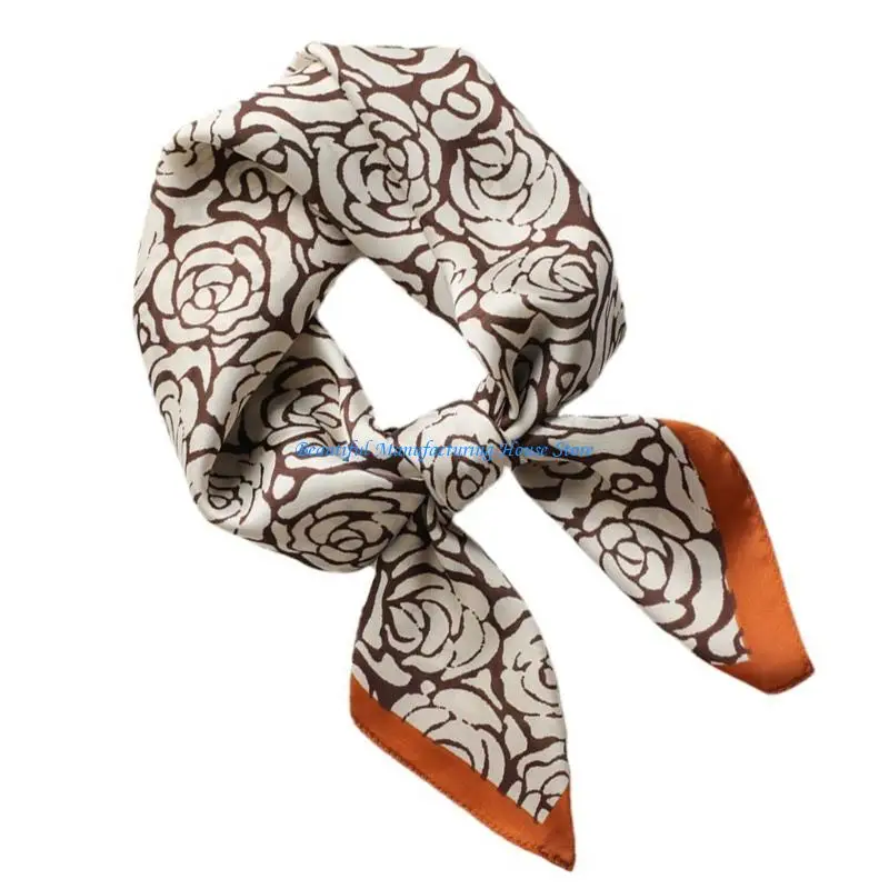 Fotografia 5: E56A Lenço pescoço elegante com design camélia Lenço quadrado multiuso feminino