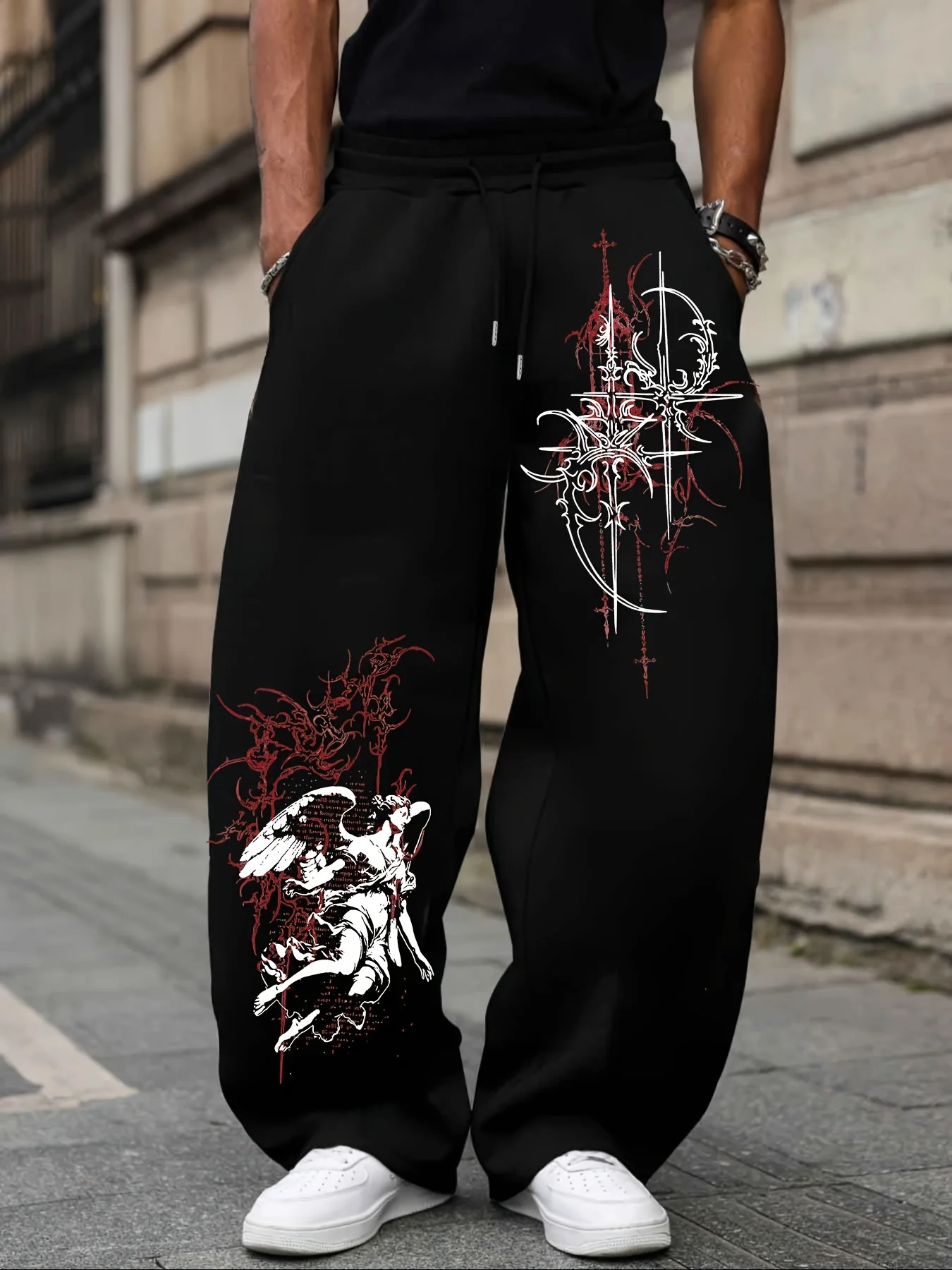 Men's sports pants with a unique Japanese Tokyo dragon patterned plum blossom pattern print, comfortable running pants