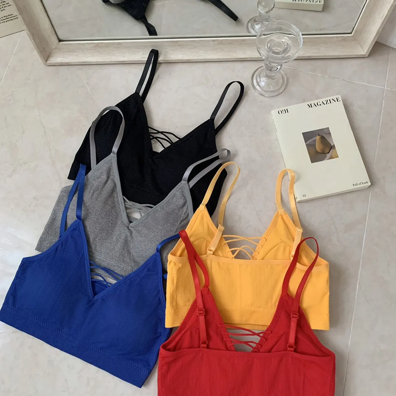 Verano nuevo Pure Desire Spicy Girl chaleco con tiras cruzadas mujeres que adelgazan una sola pieza con almohadilla en el pecho interior sexy mezcla de algodón de nailon o...