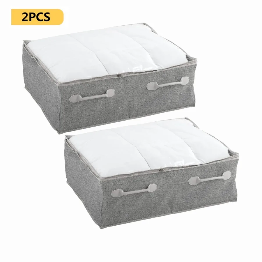 

2 Piece Compartment Underbed Zippered Polyester and Cotton Adult Storage Bin Set, 26" x 21"