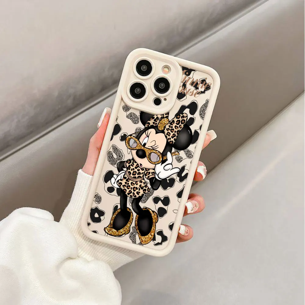 Disney Mickey Minnie Case for iPhone 13 Mini 11 Pro SE 15ProMax 14 Plus 12 Pro XR XS Max 8 7 Square Liquid Back Soft Cover