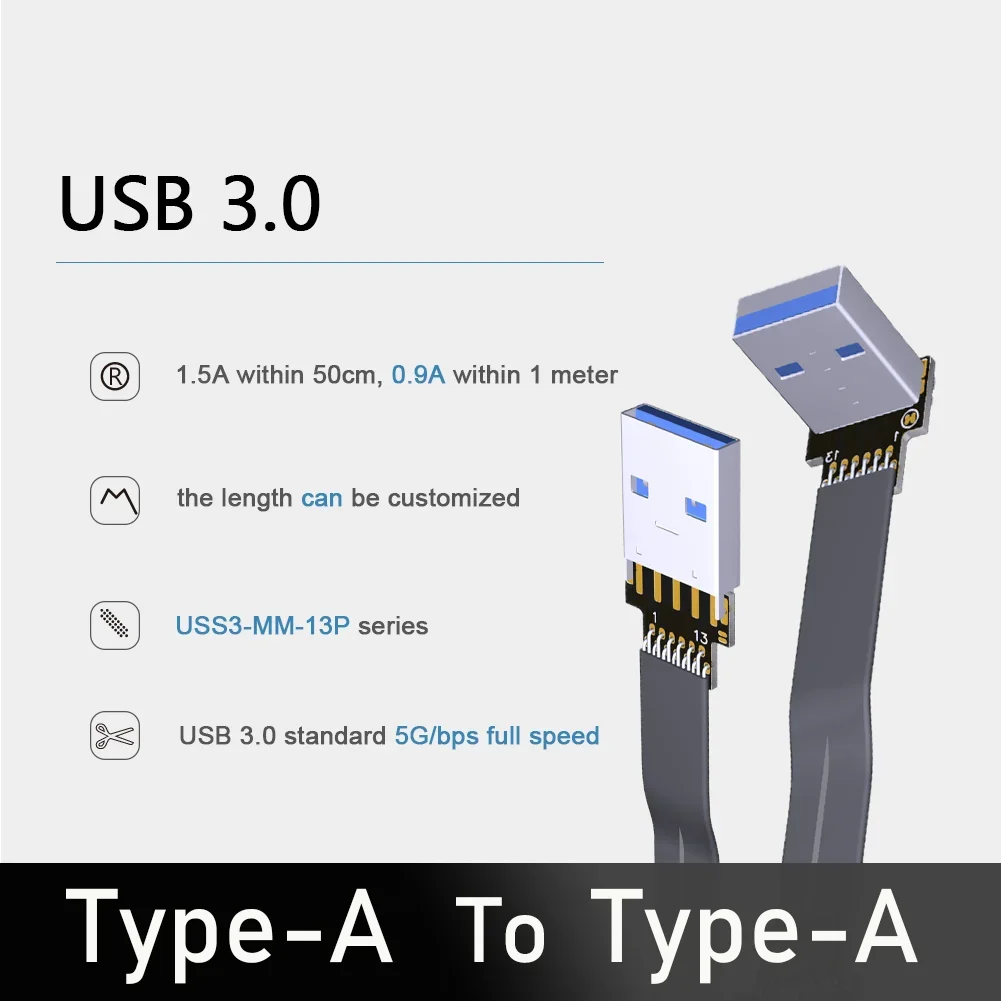 

Aerial FPV PTZ USB High Speed 3.0 Type-A Flexible Ribbon Cable FFC Cable Standard Male To Male 5G/bps 90 Degree FPV Flat Cable