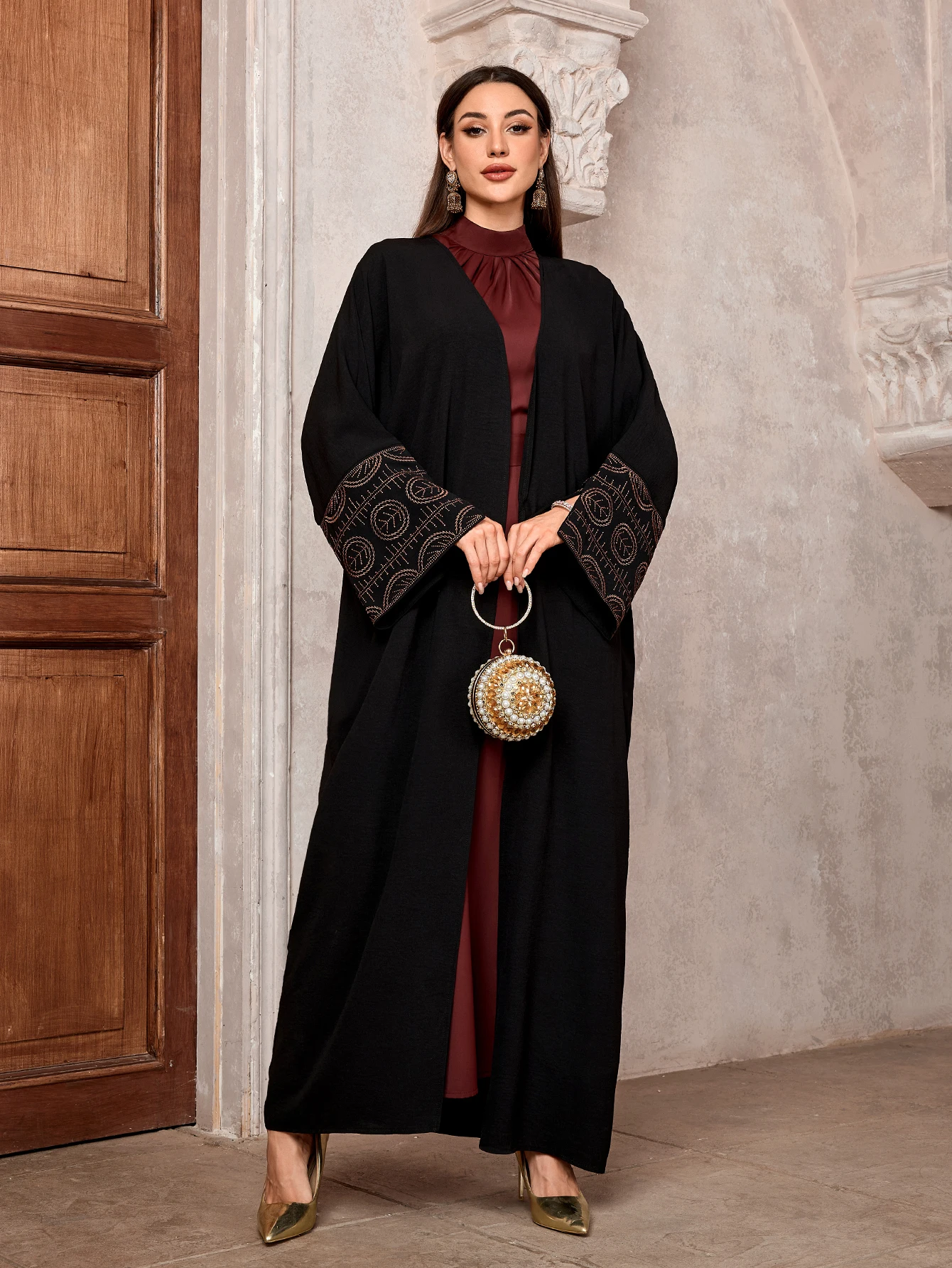 2024 New Arrival haft muzułmański Kefiyyeh Abaya Ramadan dubaj Abaya Kaftan kobiety muzułmańska sukienka skromna islamska odzież szaty