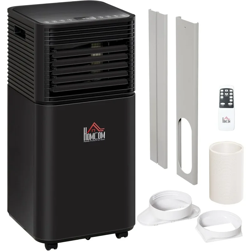 HOMCOM Aire acondicionado portátil de 8000 BTU para habitaciones de hasta 344 pies cuadrados, unidad de CA móvil 4 en 1 con deshumidificador, ventilador de refrigeración, negro