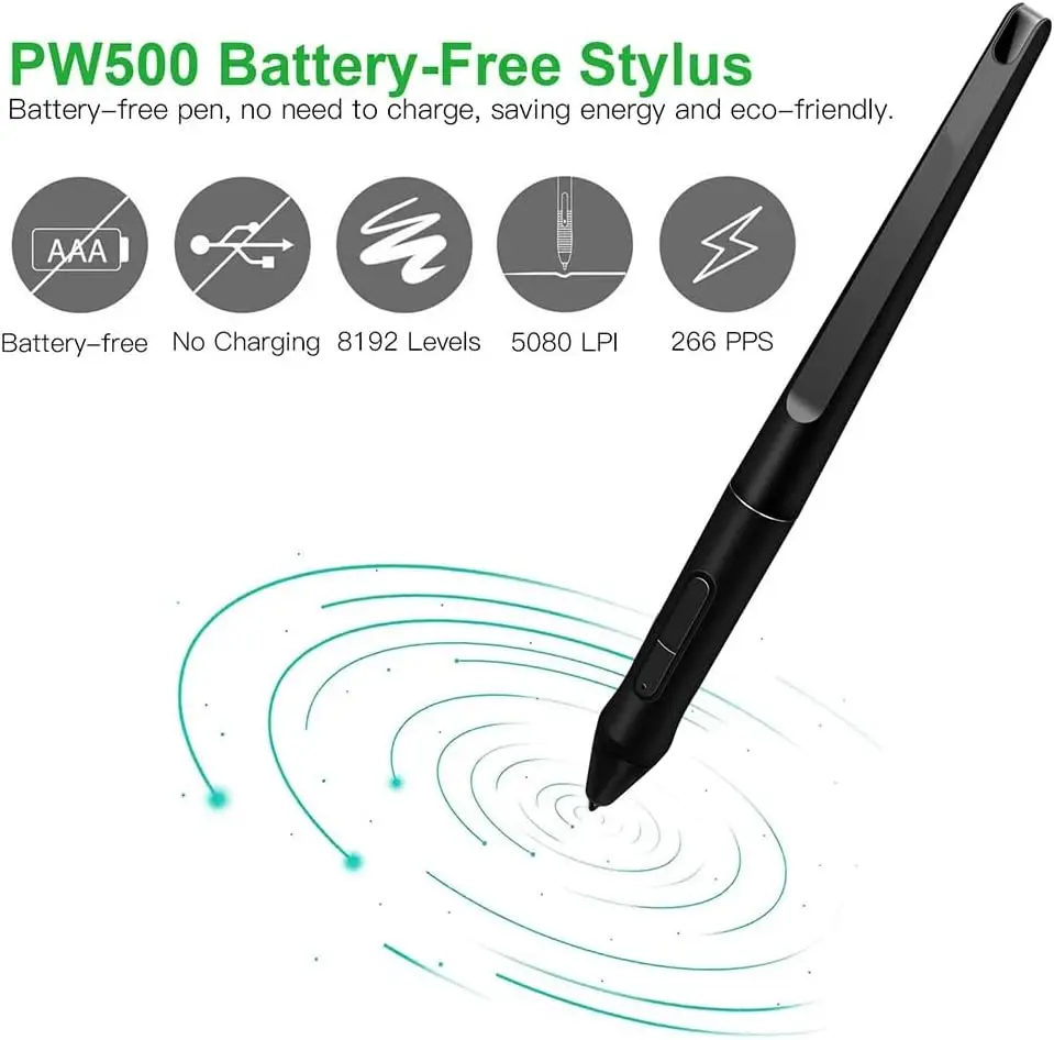 Бесбатарейный стилус HavaPen PW500 для планшета Huion KAMVAS GT-191V2 (500K) / KAMVAS PRO 20/PRO 22 и Inspiroy Q11KV2 / WH1409V2