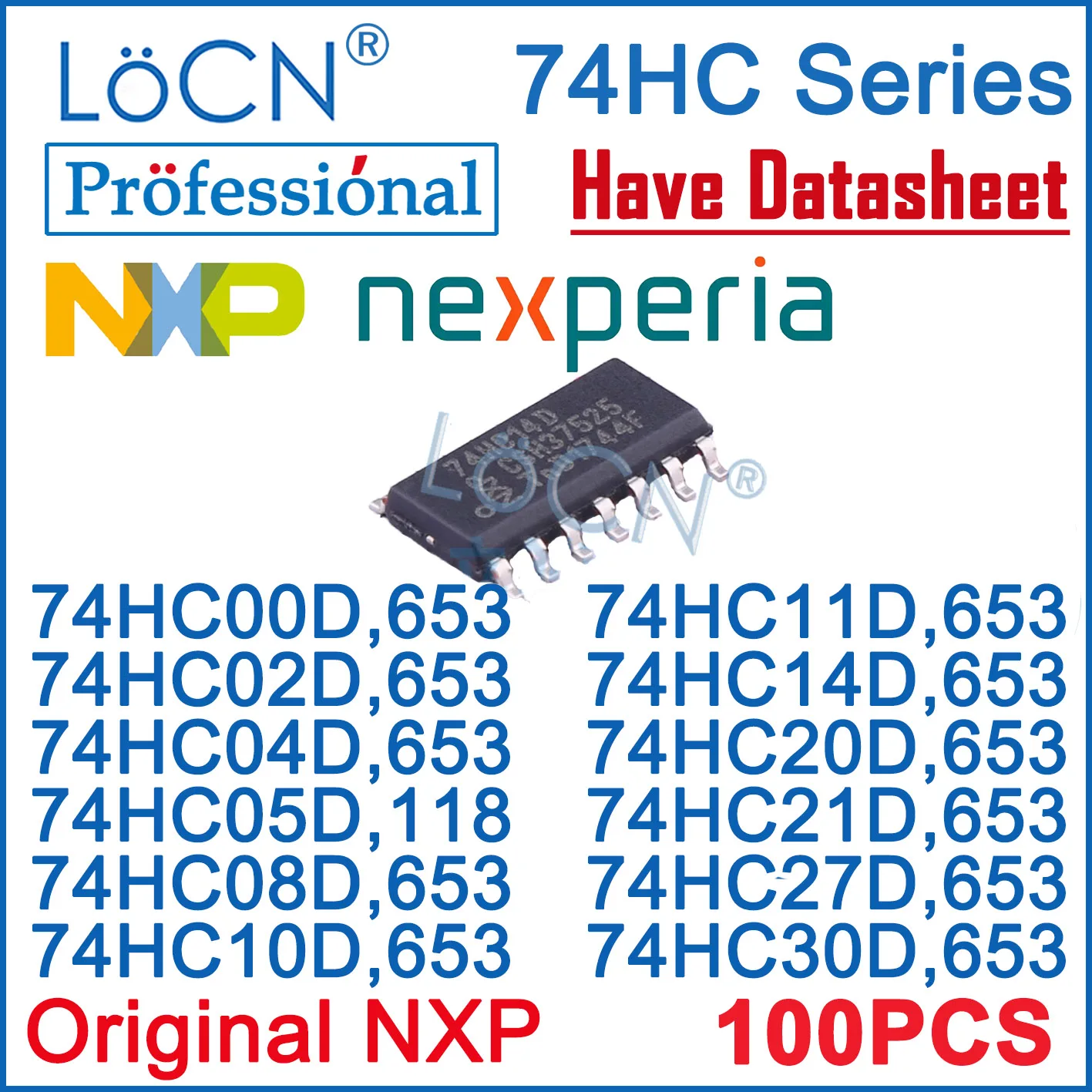 NEXPERIA NXP 100PCS Original 74HC00D 74HC02D 74HC04D 74HC05D 74HC08D 74HC10D 74HC11D 74HC14D 74HC20D 74HC21D 74HC27D 74HC30D