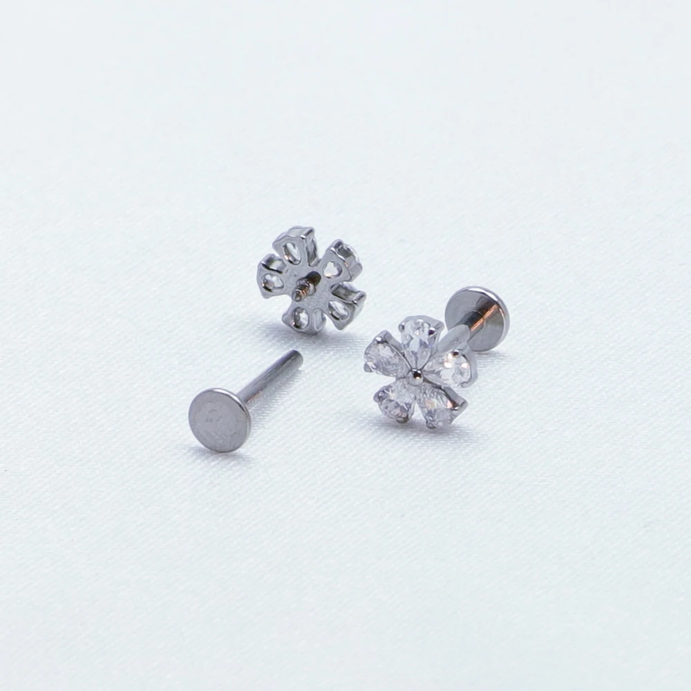 격막 피어싱 연골 F136 티타늄 꽃 모양 립 스터드 Tragus 귀 커프 나선형 힌지 세그먼트 16G 리모콘 바디 쥬얼리