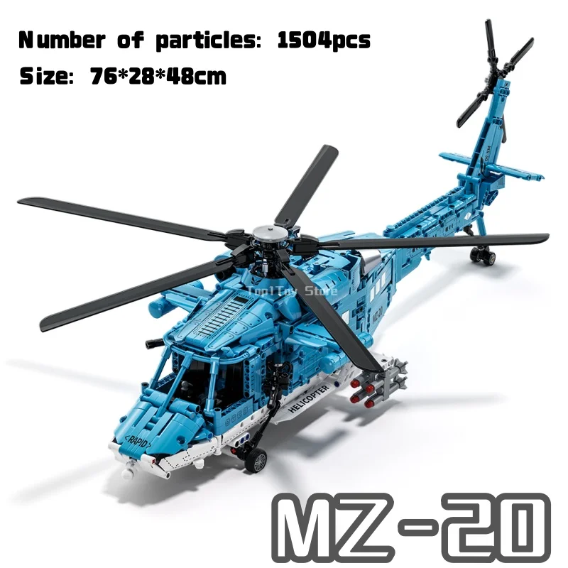 1504PCS WW2 Military Technology Armed Helicopter 22 Building Blocks Air Forces Airplane MOC Model Bricks Toys Set For Boys Gifts