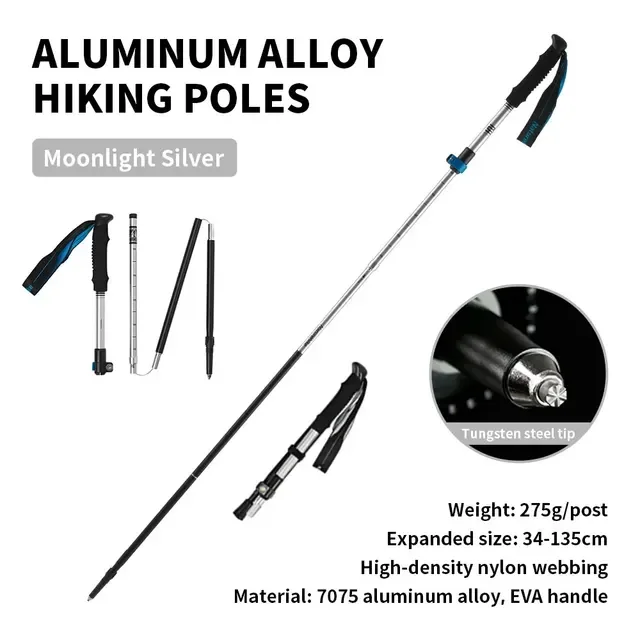 Trekking Poles Ultralight Folding 1Pcs Walking Cane Portable Aluminum Hiking Telescopic Stick Camping Walking Stick Cycling sets