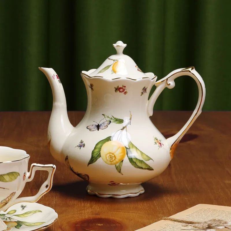 JUSTINLAU Lemon Espresso Cups Elegant Tea Set European Style Tea Cup and Saucers Set Ceramic Mug Coffee Cup Set Dessert Plate