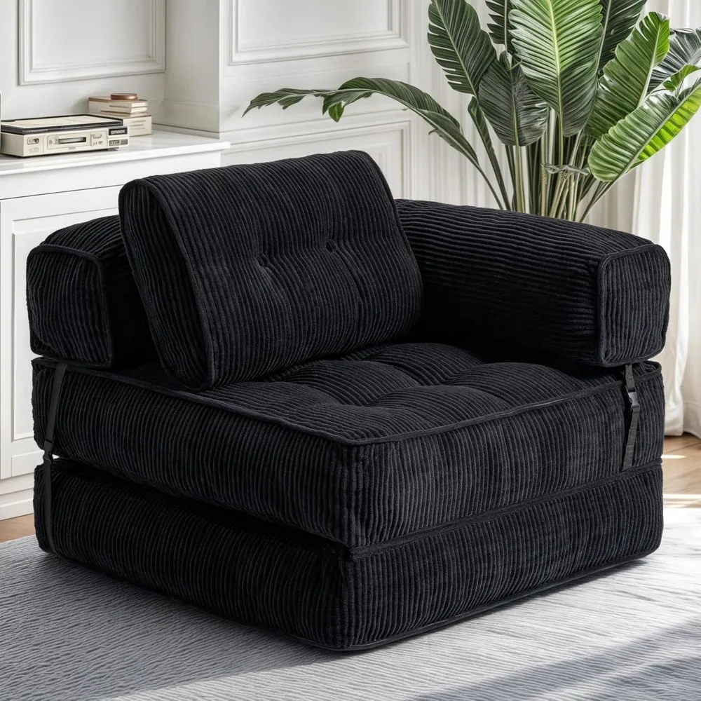 

Folding Sofa Bed, L- Shaped Sleeper Chair Bed with Armrest and Pillow, Fold Out Sleeper Sofa, Comfortable Floor Couc