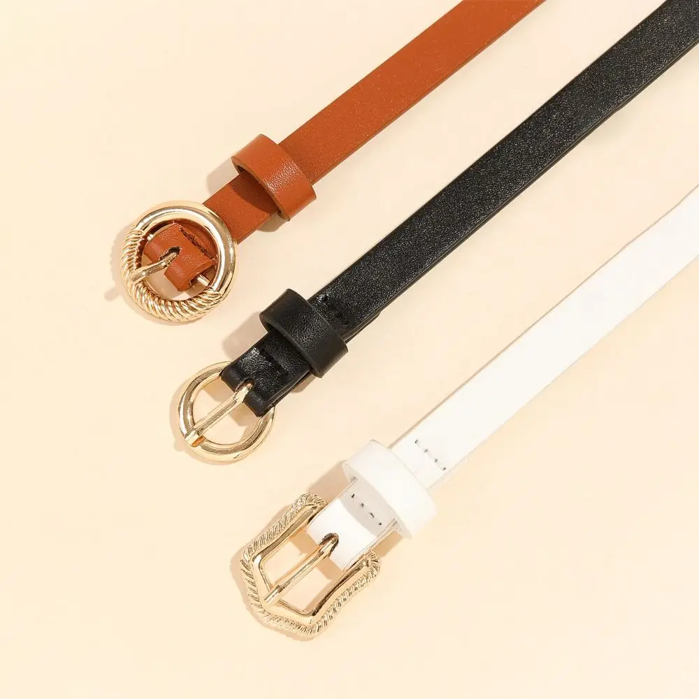 

3pcs/set Luxury Design PU Leather Belt Fashion Casual Retro Pin Buckle Waistband Versatile Thin Belts