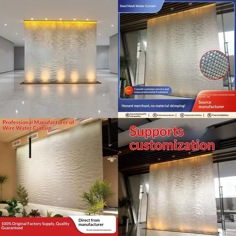 for Stainless Steel Mesh Water Curtain Indoor Outdoor Decoration Waterfall View Hotel Shopping Mall Villa Customizable