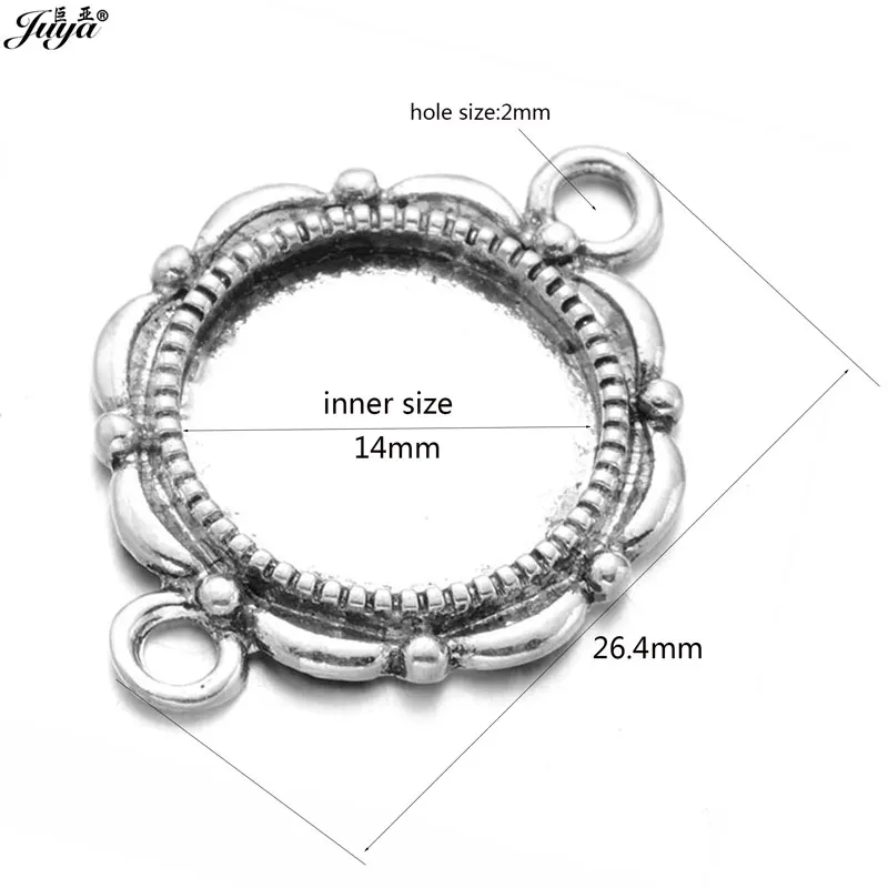JUYA 10 sztuk/partia Fit 14mm okrągły Cameo Cabochon ustawienie złącze ze stopu dla wisiorek bransoletka akcesoria do wyrobu biżuterii AD0112 — zdjęcie 5
