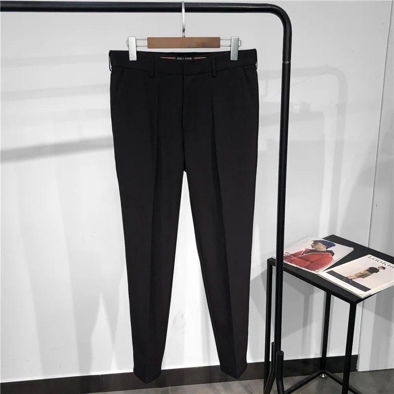 

Мужские повседневные брюки Slim Fit без складок, не требующие глажки, в корейском стиле, однотонные, зауженные к низу, длинные, осенняя новинка, модные