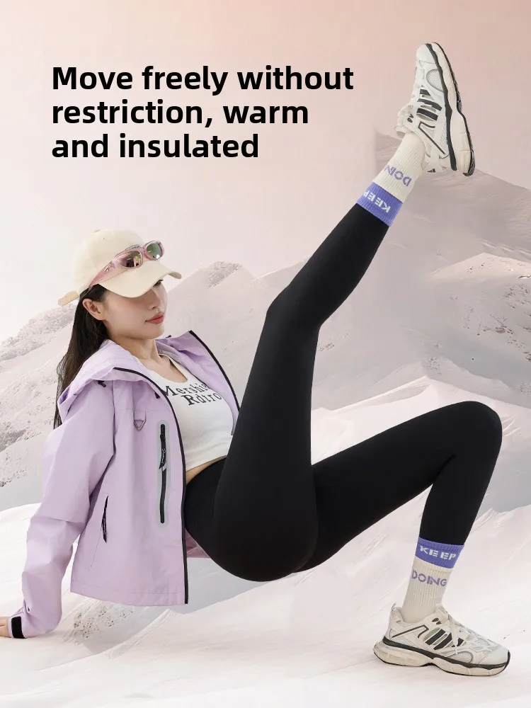 

High Waist Thiened Yoga Pants Women's ark Skin Tightening Capris High Elastici Warm Fce Lined Winter New Arrival