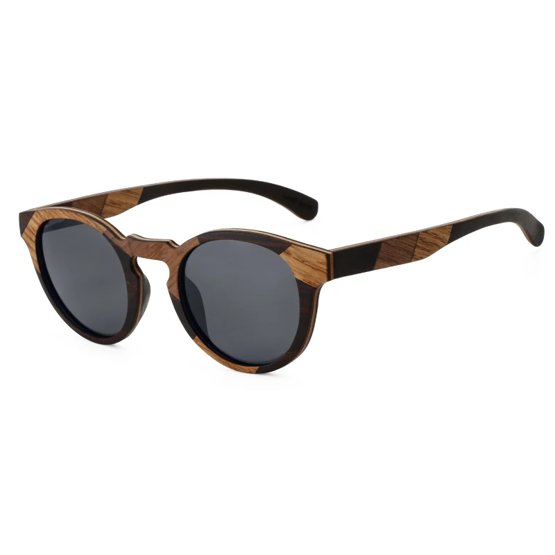Handmade Vintage Round Wood Sunglasses Women Men Polarized Hand Crafted Walnut Ebony Wooden Frame Fashion Shades High Quality