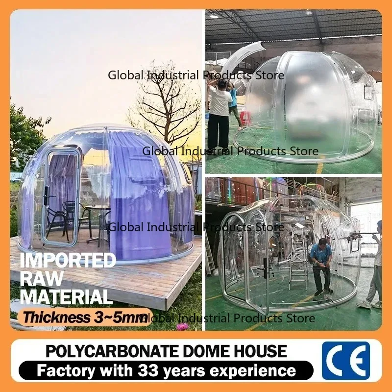 round Transparent PC Dome House Outdoor Camping Weatherproof Shelter with Windows And Doors Clear Hotel Style