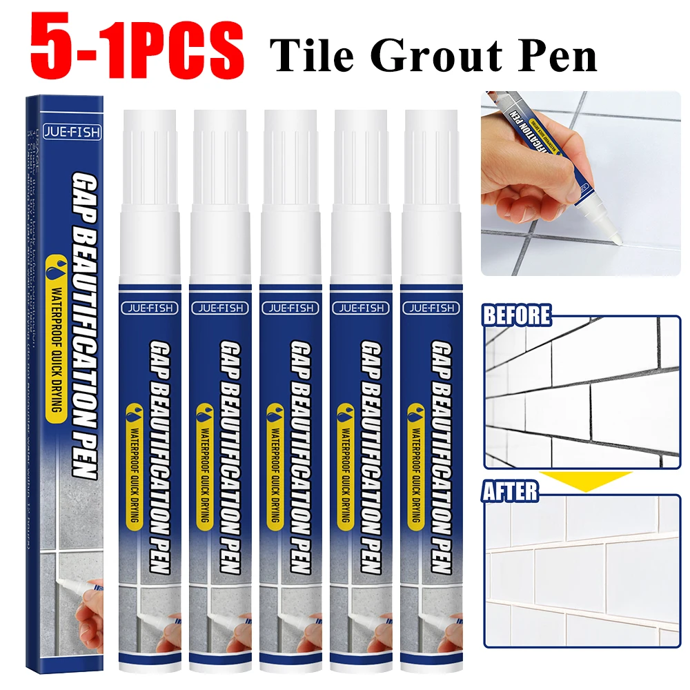 5-1pc Tile Grout Pen Waterproof Ceramic Tile Grout Repair Pens For Bathroom Wall Porcelain Filling Cleaner Agents Wall Seam Pens