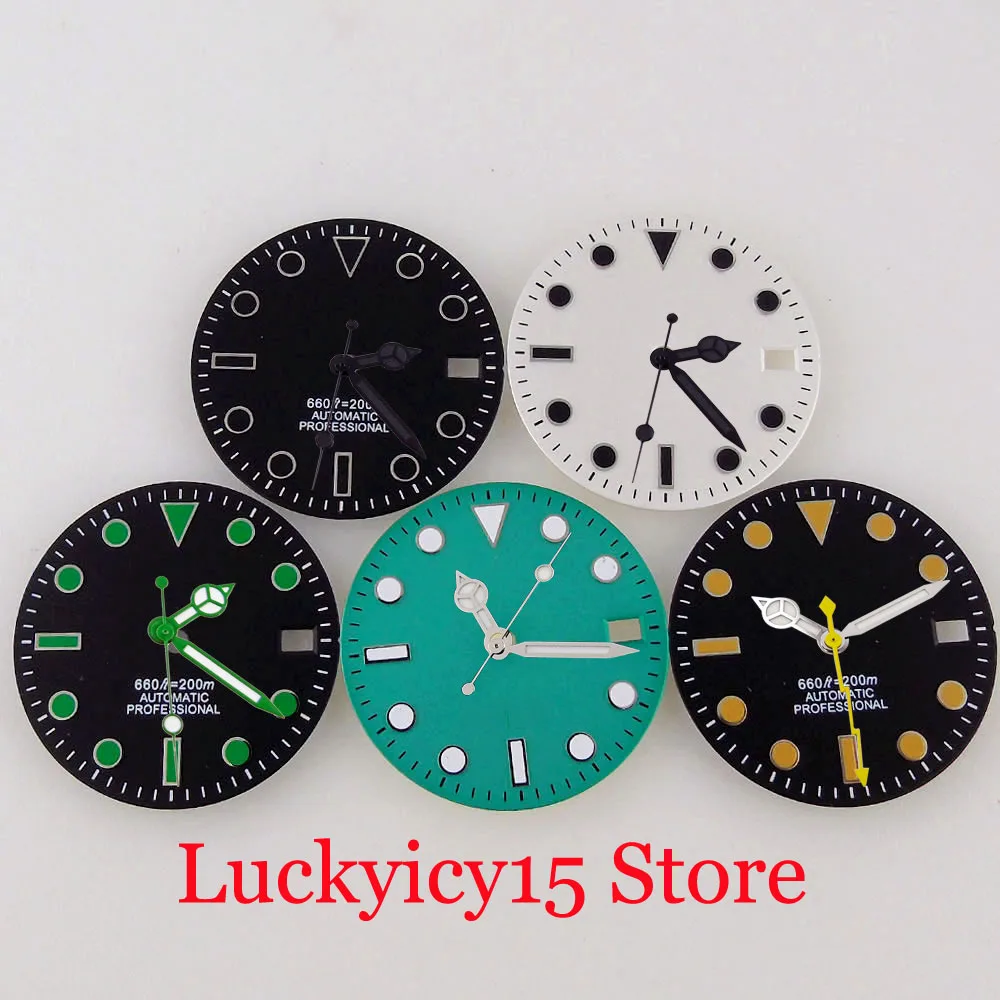 No Lume White/Black Sterile Dial Hands Set With Date Window 28.5MM for SKX NH35A NH36A Movement Men Accessories Parts