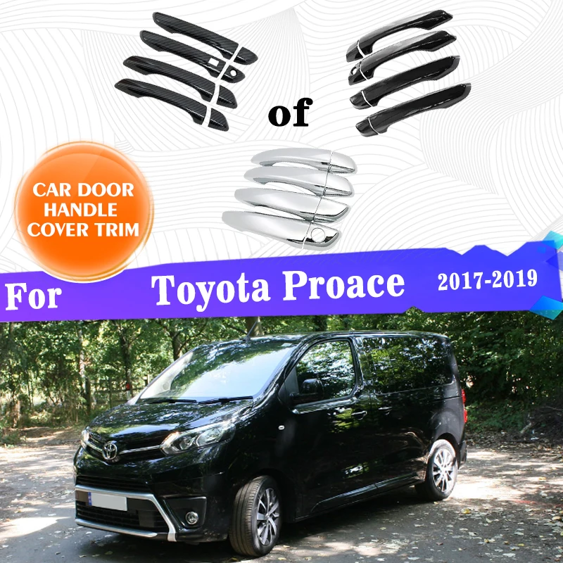 

Door Handle Covers For Toyota Proace 2017 2018 2019 gorgeous Gloss Black Carbon Fiber Chrome Sticker Trim Car Accessories Gadget