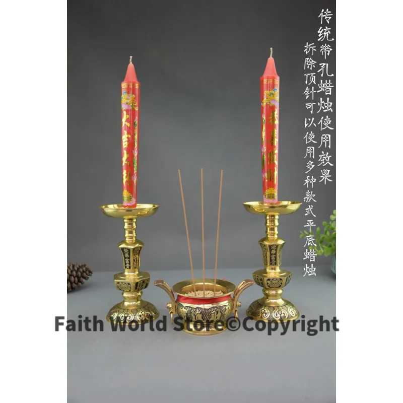 Large # HOME Lobby Company Shop temple worship pray GOOD LUCK Money Drawing sacrifice Opening Ceremony brass candlestick Censer