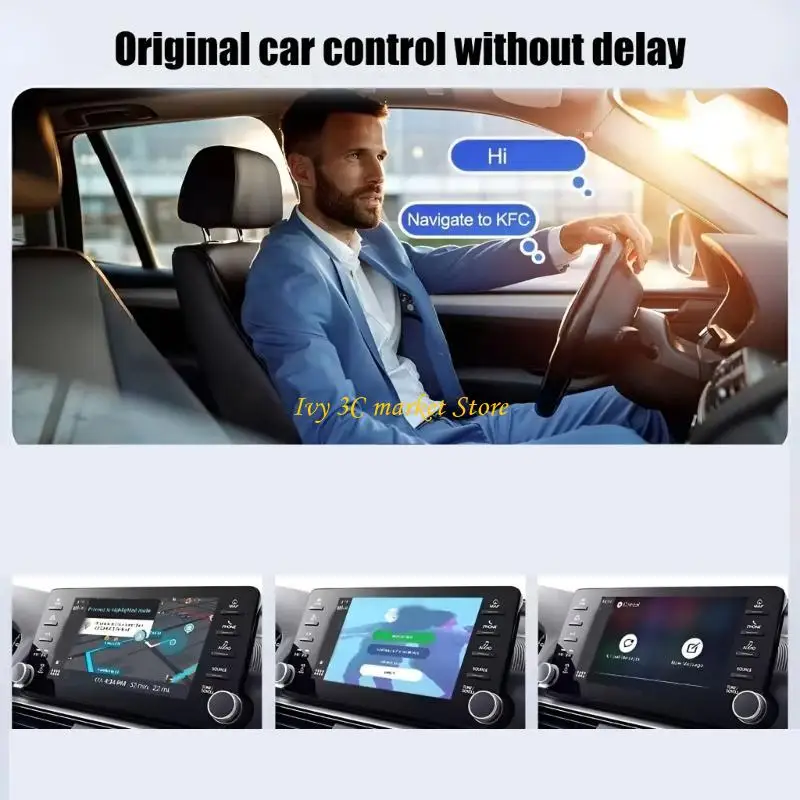 D7YC Streamlined Wireless Car Play Adapter for Car Instantly Connectivity for Device