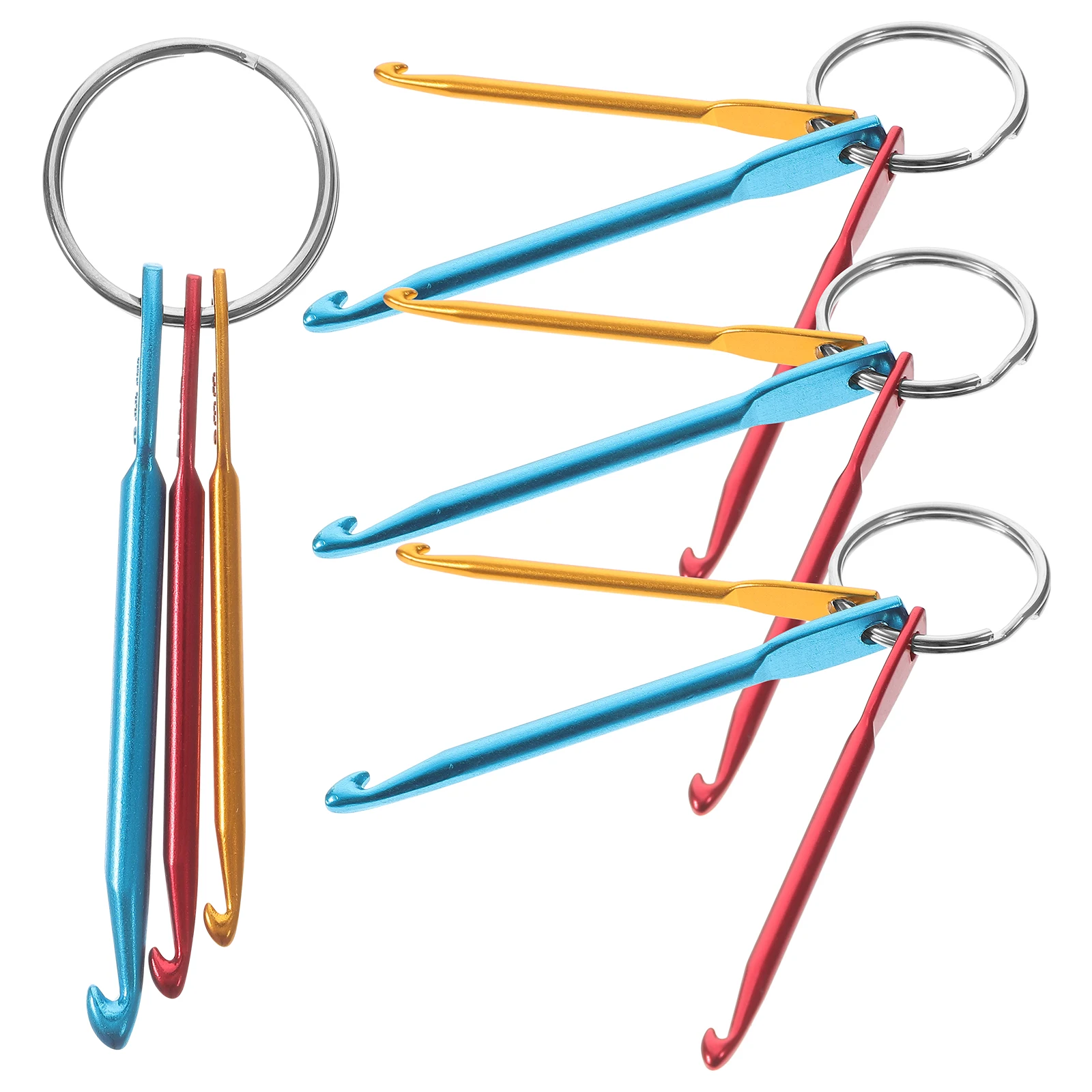 

4pcs Aluminum Crochet Hooks Yarn Weaving Needles Portable Keychain for Sweater Knitting DIY Tools Set Smooth Surface Long