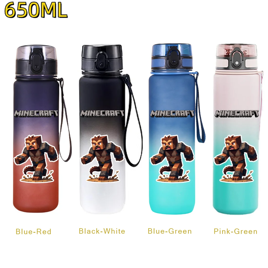 650ML Minecraft Sporttrinkflasche Auslaufsichere Plastikflasche Fitness Outdoor Shaker Trinkflasche Reise Büro Krug Geburtstagsgeschenke