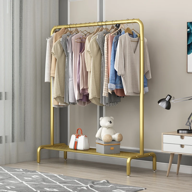 

Clothes Hanger Floor to Floor Bedroom Hanger Fashion Clothes Hanger Household Single Pole Clothes and Hats Hanger Simple Folding