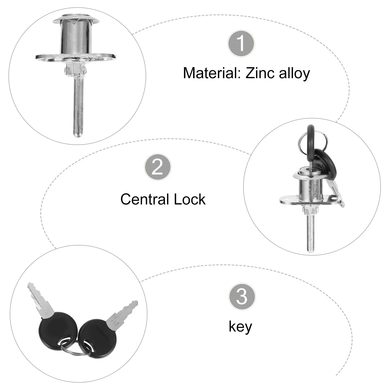4Pcs Heavy Duty Zinc Alloy Cabinet Locks Corrosion Proof Easy Fit Universal Security Lock for Drawers Cabinets Wardrobes