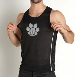 Men's Mesh Tank Top Dog Paws SexyMan Play Sleepwear Muscle Gym Vest Bodybuilding Sleeveless Shirt Singlets RT Fitness Clothing
