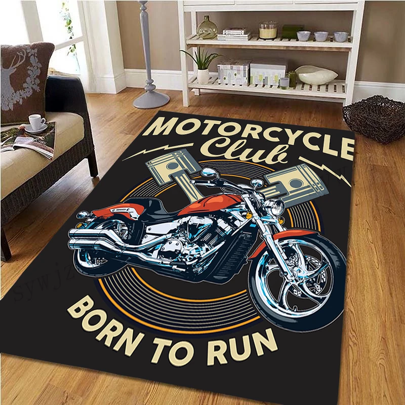 Black and White Motorcycle Alphabet Pattern Carpet Home Living Room Bedroom Carpet Door Mat Corridor Bathroom Non-slip Mat ковер